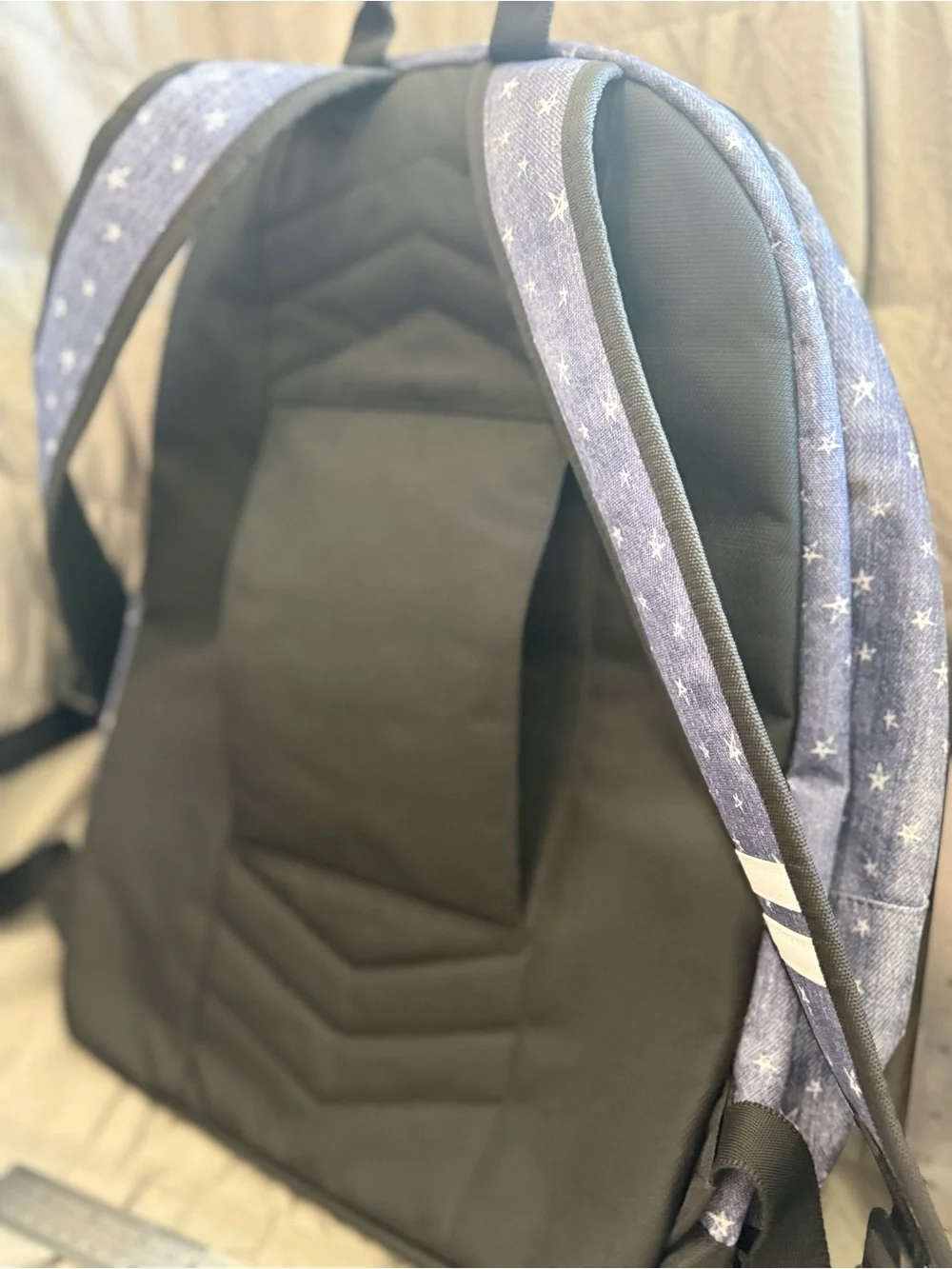 Calpak Blue Denim-Effect Star Print Backpack